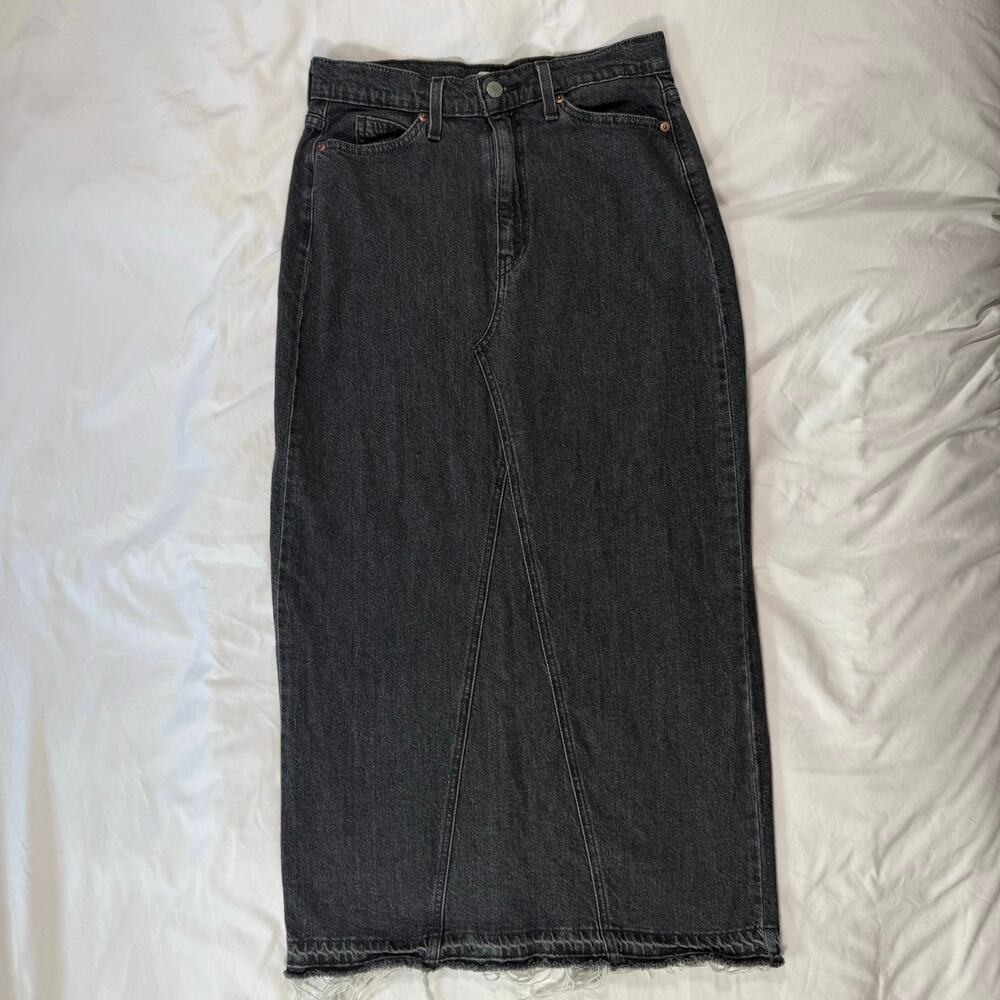 Levi's strauss signature Womens dark gray denim maxi skirt size 2 - Picture 3 of 9